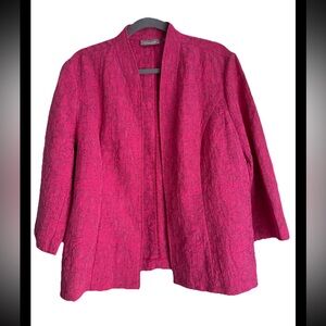 CHICOS Women’s Pink Textured Open Front Short Jacket Sz 16